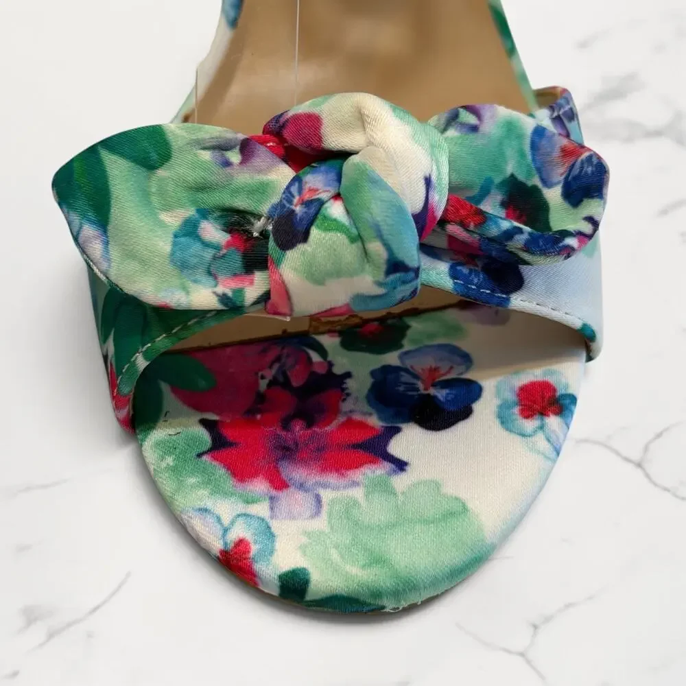 A2 by Aerosoles Bella Sandals 7M Watercolor Floral Block Heel Ankle Strap NIB